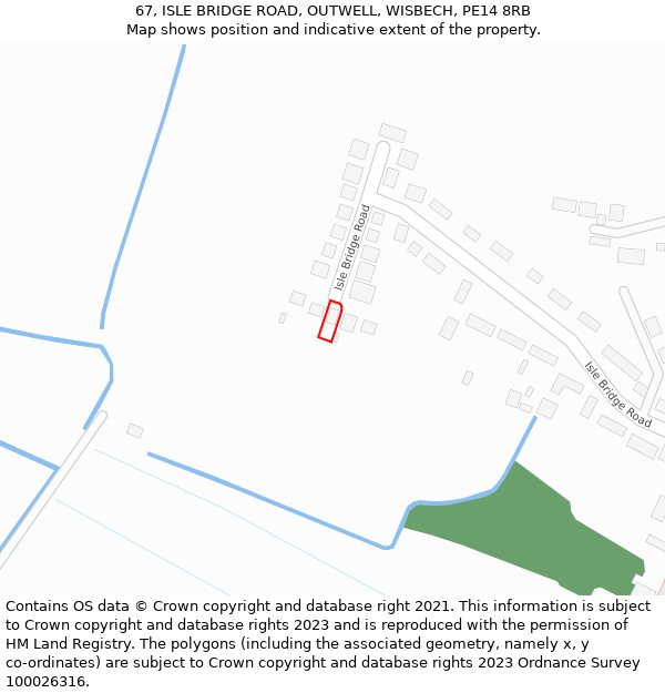67, ISLE BRIDGE ROAD, OUTWELL, WISBECH, PE14 8RB: Location map and indicative extent of plot