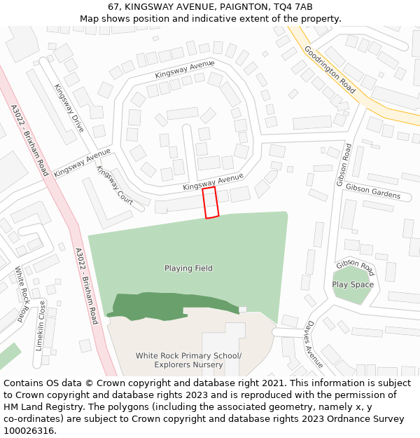 67, KINGSWAY AVENUE, PAIGNTON, TQ4 7AB: Location map and indicative extent of plot
