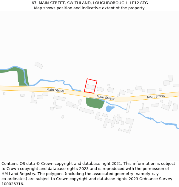 67, MAIN STREET, SWITHLAND, LOUGHBOROUGH, LE12 8TG: Location map and indicative extent of plot