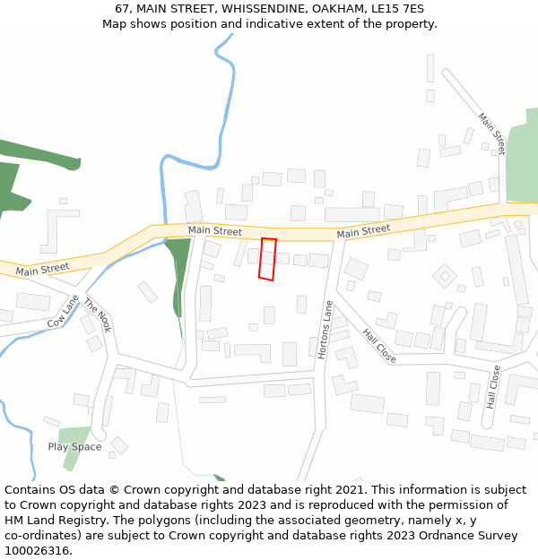 67, MAIN STREET, WHISSENDINE, OAKHAM, LE15 7ES: Location map and indicative extent of plot