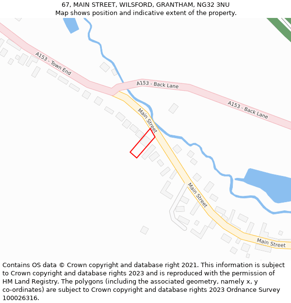 67, MAIN STREET, WILSFORD, GRANTHAM, NG32 3NU: Location map and indicative extent of plot