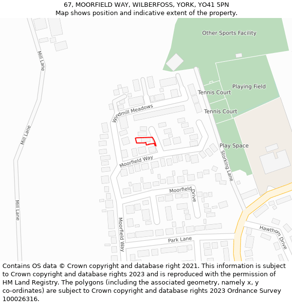 67, MOORFIELD WAY, WILBERFOSS, YORK, YO41 5PN: Location map and indicative extent of plot