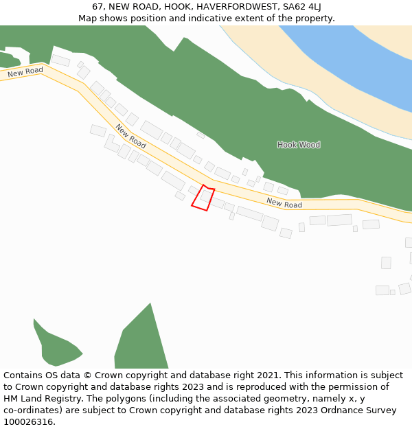 67, NEW ROAD, HOOK, HAVERFORDWEST, SA62 4LJ: Location map and indicative extent of plot