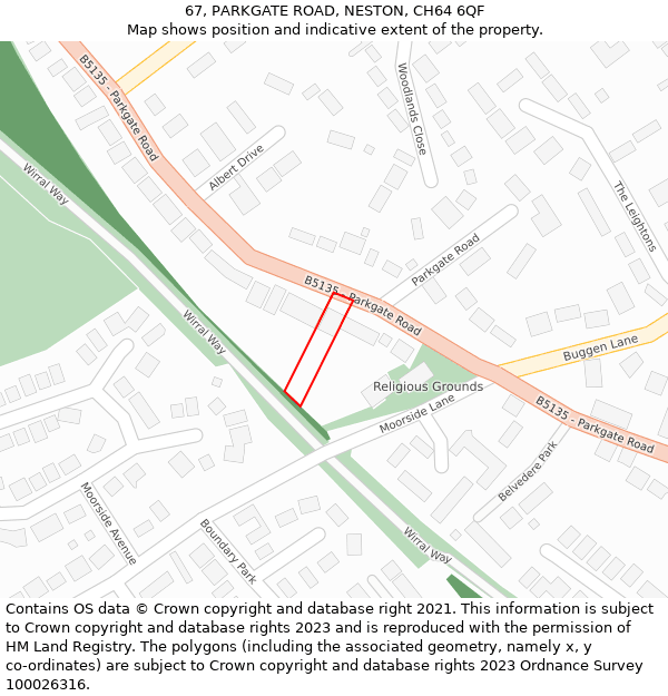 67, PARKGATE ROAD, NESTON, CH64 6QF: Location map and indicative extent of plot