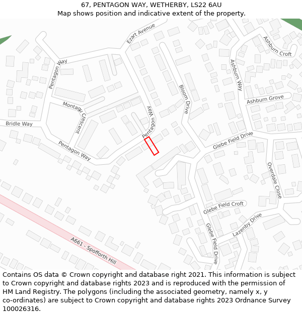 67, PENTAGON WAY, WETHERBY, LS22 6AU: Location map and indicative extent of plot