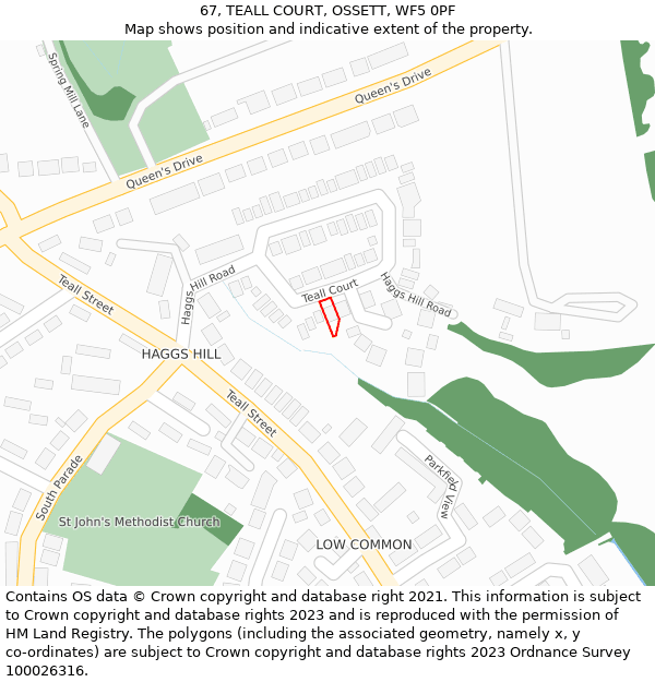67, TEALL COURT, OSSETT, WF5 0PF: Location map and indicative extent of plot