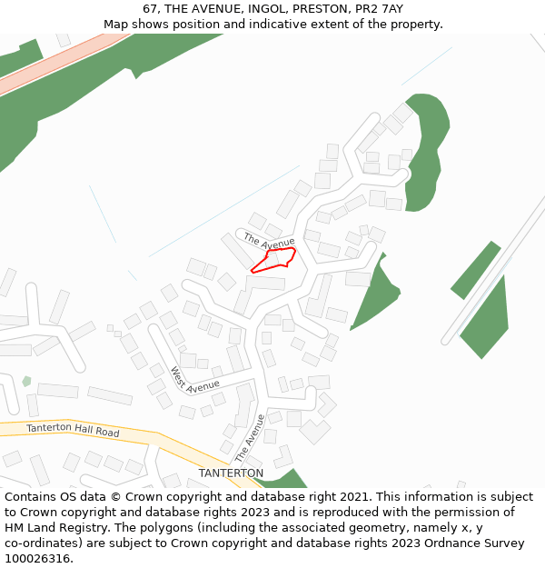 67, THE AVENUE, INGOL, PRESTON, PR2 7AY: Location map and indicative extent of plot