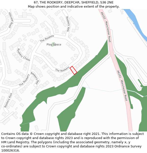 67, THE ROOKERY, DEEPCAR, SHEFFIELD, S36 2NE: Location map and indicative extent of plot