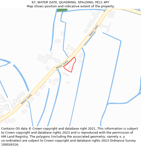 67, WATER GATE, QUADRING, SPALDING, PE11 4PY: Location map and indicative extent of plot