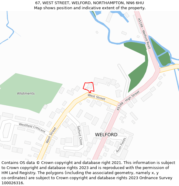 67, WEST STREET, WELFORD, NORTHAMPTON, NN6 6HU: Location map and indicative extent of plot