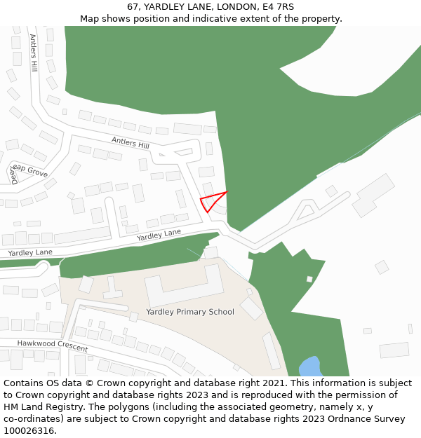 67, YARDLEY LANE, LONDON, E4 7RS: Location map and indicative extent of plot