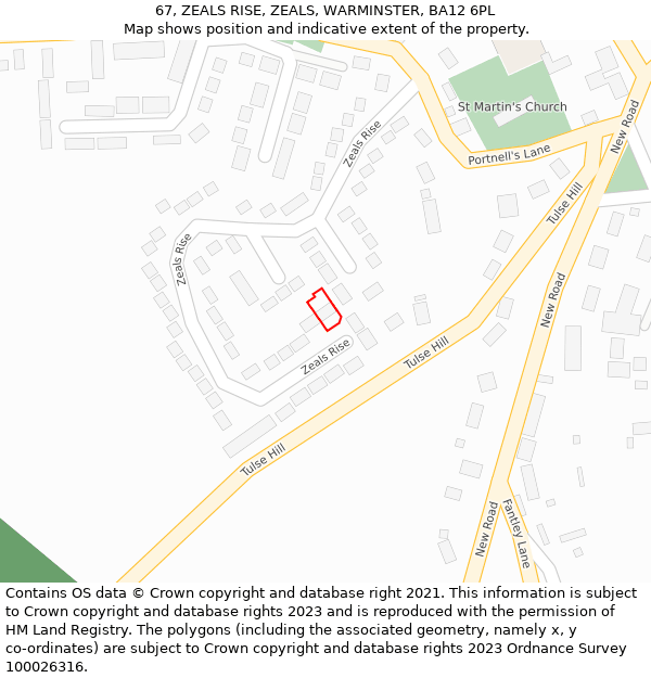 67, ZEALS RISE, ZEALS, WARMINSTER, BA12 6PL: Location map and indicative extent of plot