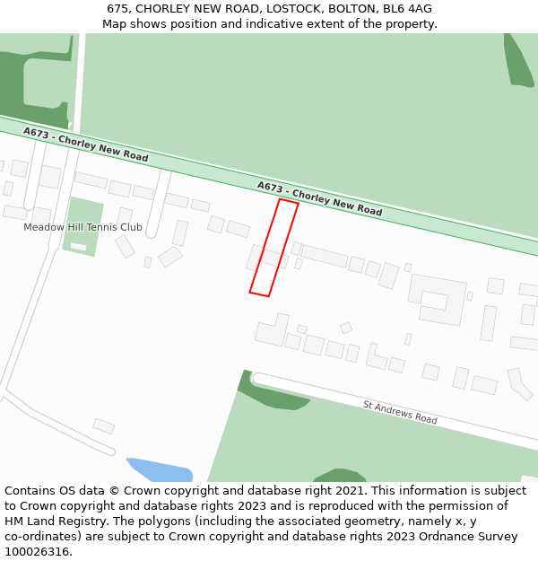 675, CHORLEY NEW ROAD, LOSTOCK, BOLTON, BL6 4AG: Location map and indicative extent of plot