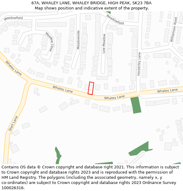 67A, WHALEY LANE, WHALEY BRIDGE, HIGH PEAK, SK23 7BA: Location map and indicative extent of plot