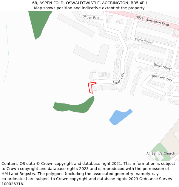 68, ASPEN FOLD, OSWALDTWISTLE, ACCRINGTON, BB5 4PH: Location map and indicative extent of plot