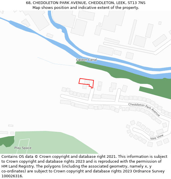 68, CHEDDLETON PARK AVENUE, CHEDDLETON, LEEK, ST13 7NS: Location map and indicative extent of plot