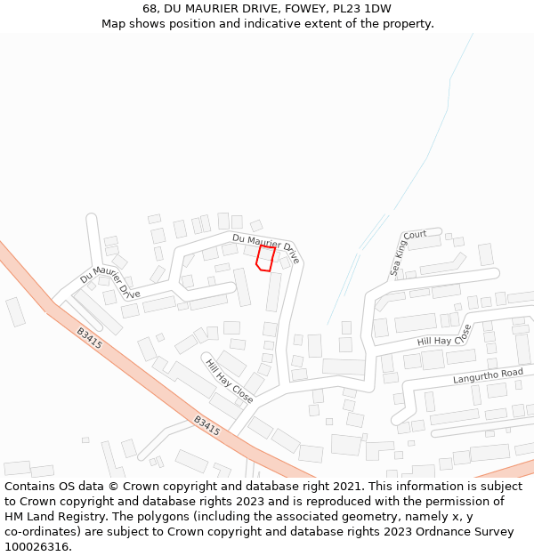 68, DU MAURIER DRIVE, FOWEY, PL23 1DW: Location map and indicative extent of plot