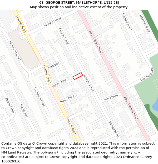 68, GEORGE STREET, MABLETHORPE, LN12 2BJ: Location map and indicative extent of plot