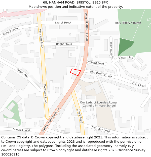 68, HANHAM ROAD, BRISTOL, BS15 8PX: Location map and indicative extent of plot