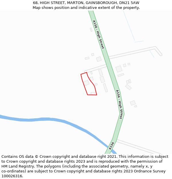 68, HIGH STREET, MARTON, GAINSBOROUGH, DN21 5AW: Location map and indicative extent of plot