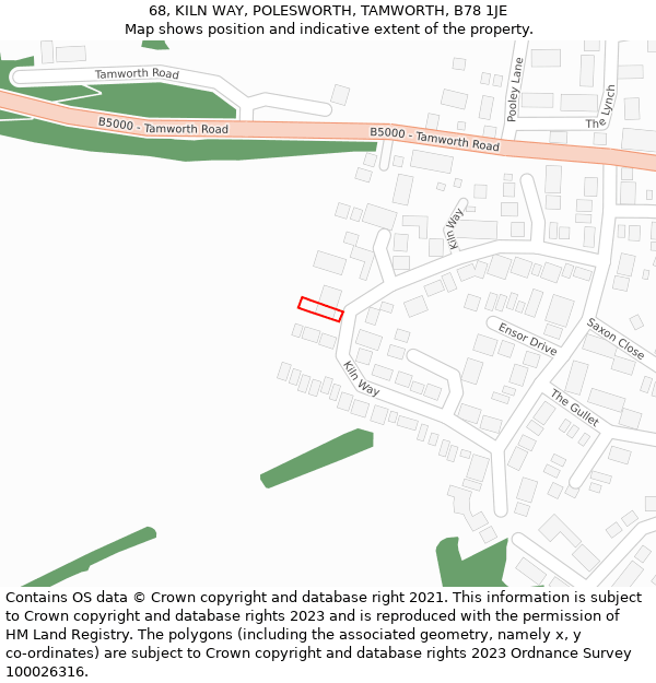 68, KILN WAY, POLESWORTH, TAMWORTH, B78 1JE: Location map and indicative extent of plot