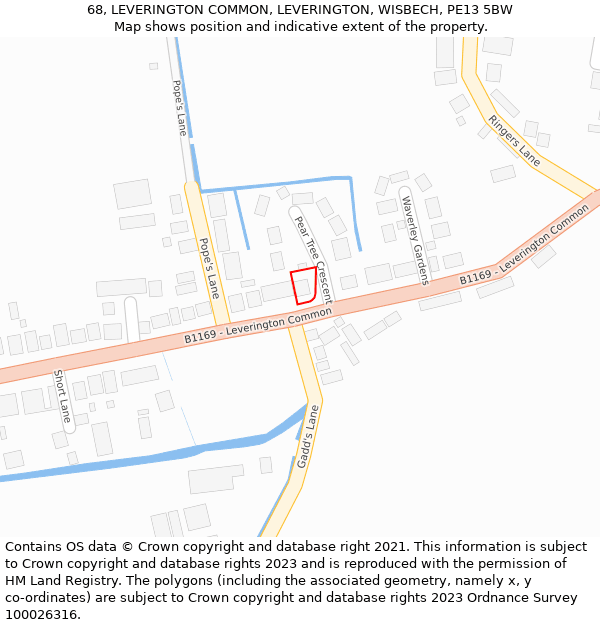 68, LEVERINGTON COMMON, LEVERINGTON, WISBECH, PE13 5BW: Location map and indicative extent of plot