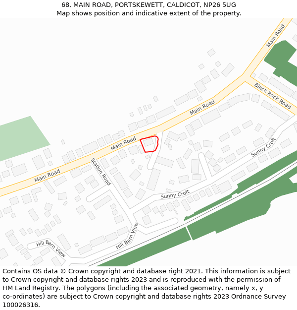 68, MAIN ROAD, PORTSKEWETT, CALDICOT, NP26 5UG: Location map and indicative extent of plot