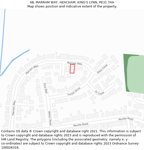 68, MARRAM WAY, HEACHAM, KING'S LYNN, PE31 7AH: Location map and indicative extent of plot