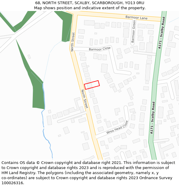 68, NORTH STREET, SCALBY, SCARBOROUGH, YO13 0RU: Location map and indicative extent of plot