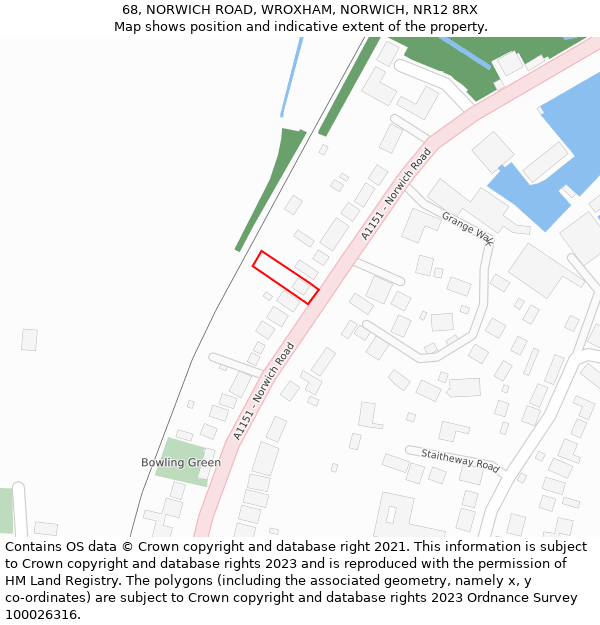 68, NORWICH ROAD, WROXHAM, NORWICH, NR12 8RX: Location map and indicative extent of plot