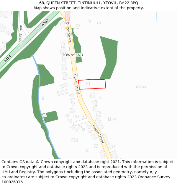 68, QUEEN STREET, TINTINHULL, YEOVIL, BA22 8PQ: Location map and indicative extent of plot