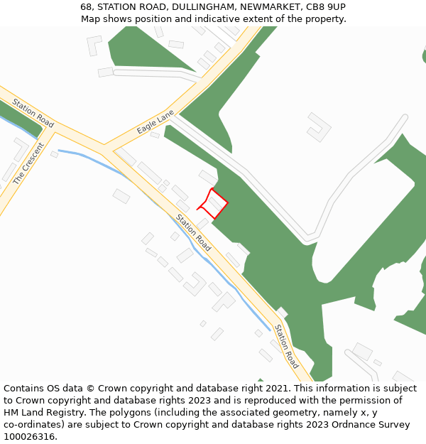 68, STATION ROAD, DULLINGHAM, NEWMARKET, CB8 9UP: Location map and indicative extent of plot