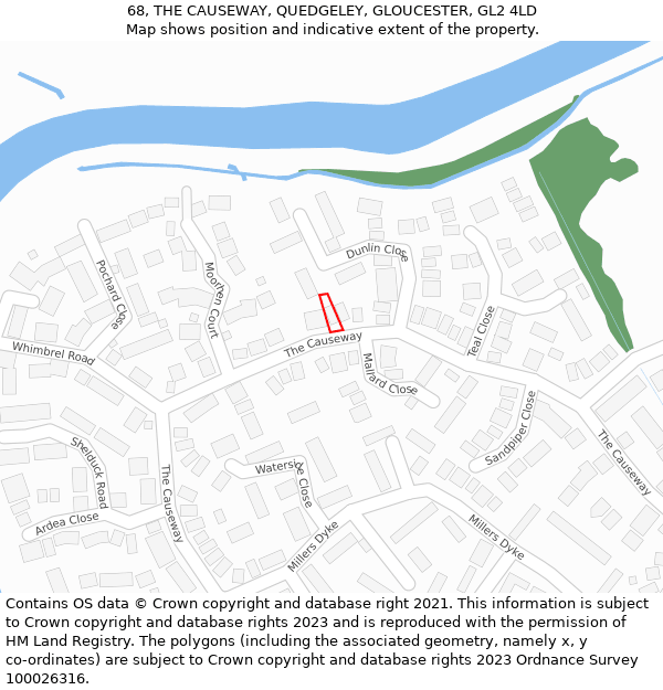 68, THE CAUSEWAY, QUEDGELEY, GLOUCESTER, GL2 4LD: Location map and indicative extent of plot