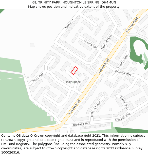 68, TRINITY PARK, HOUGHTON LE SPRING, DH4 4UN: Location map and indicative extent of plot