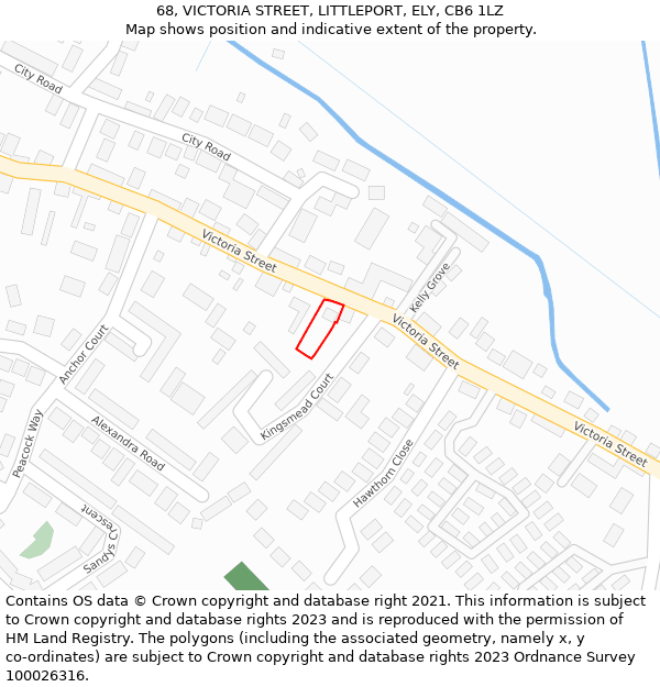 68, VICTORIA STREET, LITTLEPORT, ELY, CB6 1LZ: Location map and indicative extent of plot