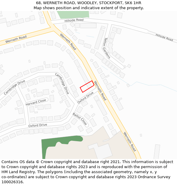 68, WERNETH ROAD, WOODLEY, STOCKPORT, SK6 1HR: Location map and indicative extent of plot