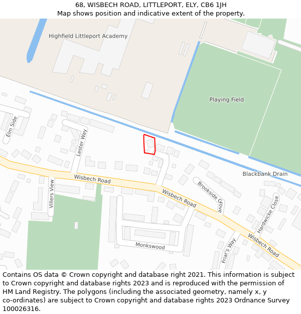 68, WISBECH ROAD, LITTLEPORT, ELY, CB6 1JH: Location map and indicative extent of plot