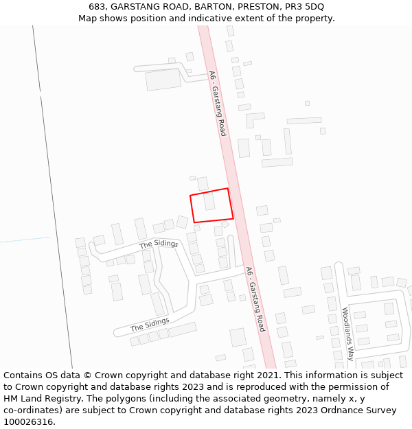 683, GARSTANG ROAD, BARTON, PRESTON, PR3 5DQ: Location map and indicative extent of plot
