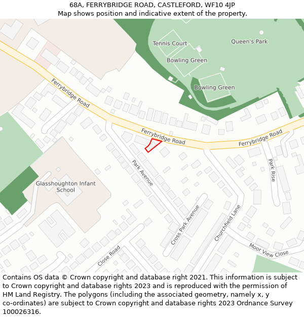 68A, FERRYBRIDGE ROAD, CASTLEFORD, WF10 4JP: Location map and indicative extent of plot