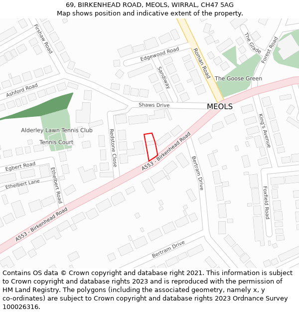 69, BIRKENHEAD ROAD, MEOLS, WIRRAL, CH47 5AG: Location map and indicative extent of plot