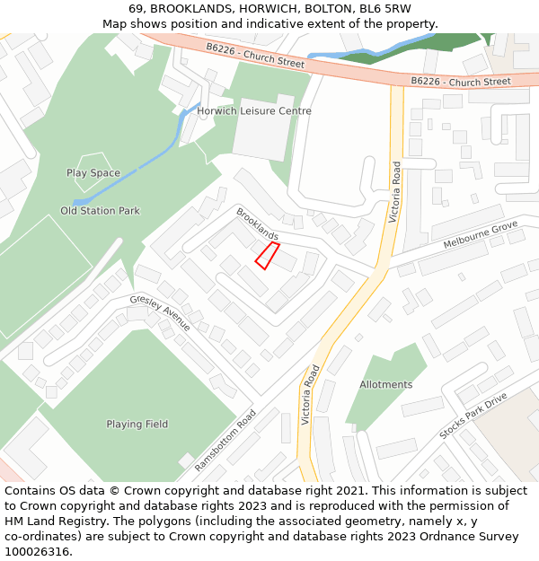 69, BROOKLANDS, HORWICH, BOLTON, BL6 5RW: Location map and indicative extent of plot