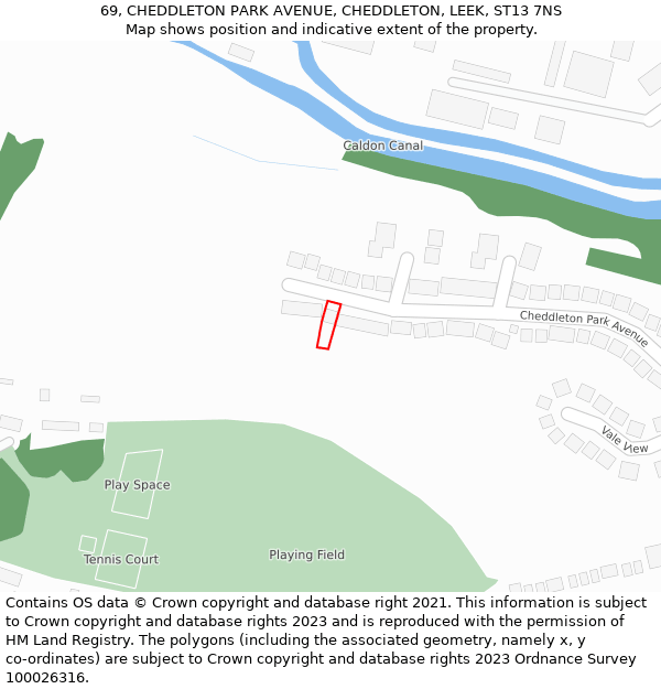 69, CHEDDLETON PARK AVENUE, CHEDDLETON, LEEK, ST13 7NS: Location map and indicative extent of plot