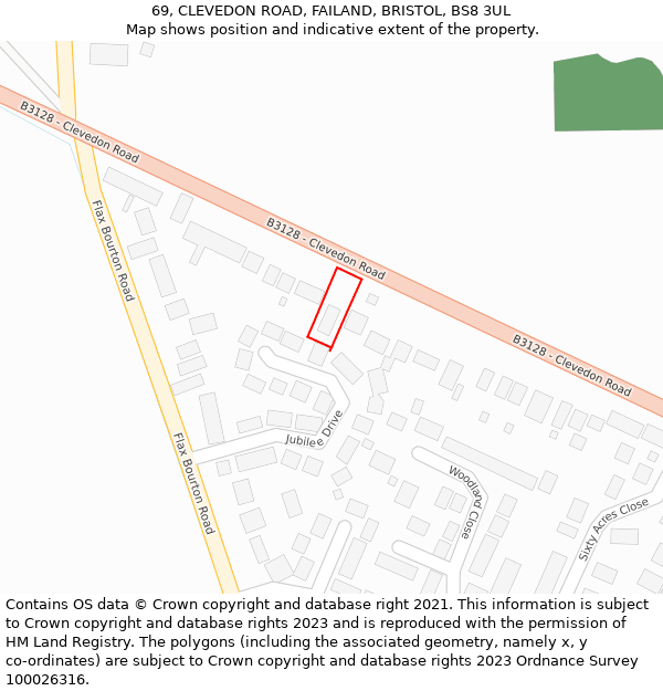 69, CLEVEDON ROAD, FAILAND, BRISTOL, BS8 3UL: Location map and indicative extent of plot