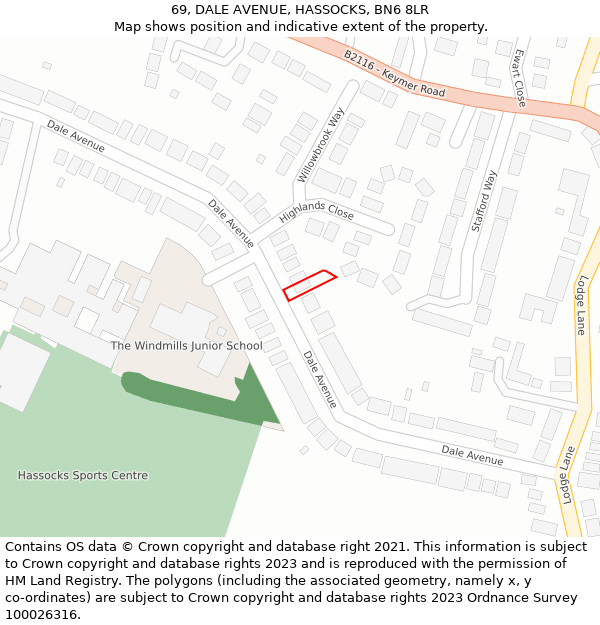 69, DALE AVENUE, HASSOCKS, BN6 8LR: Location map and indicative extent of plot