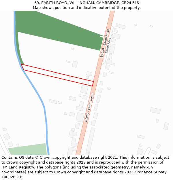 69, EARITH ROAD, WILLINGHAM, CAMBRIDGE, CB24 5LS: Location map and indicative extent of plot