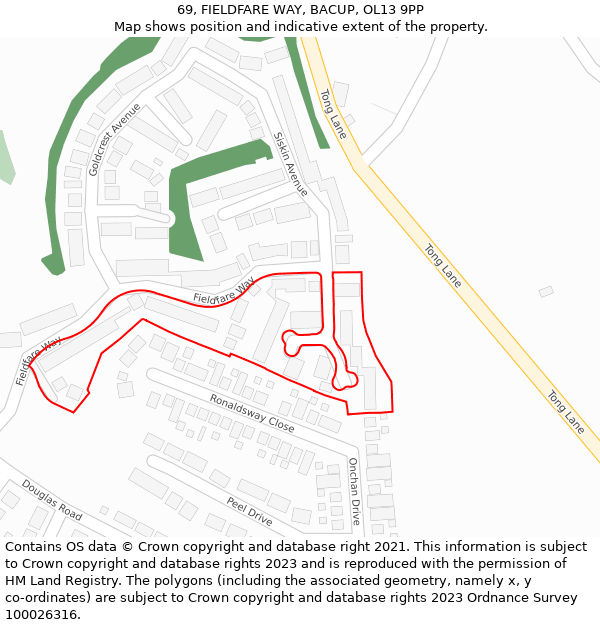 69, FIELDFARE WAY, BACUP, OL13 9PP: Location map and indicative extent of plot