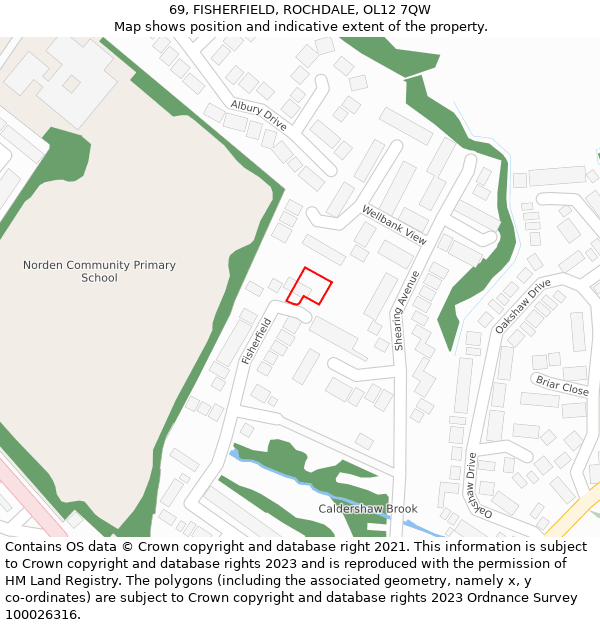 69, FISHERFIELD, ROCHDALE, OL12 7QW: Location map and indicative extent of plot