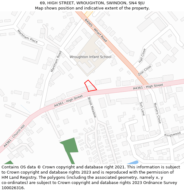69, HIGH STREET, WROUGHTON, SWINDON, SN4 9JU: Location map and indicative extent of plot