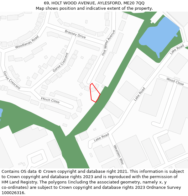 69, HOLT WOOD AVENUE, AYLESFORD, ME20 7QQ: Location map and indicative extent of plot