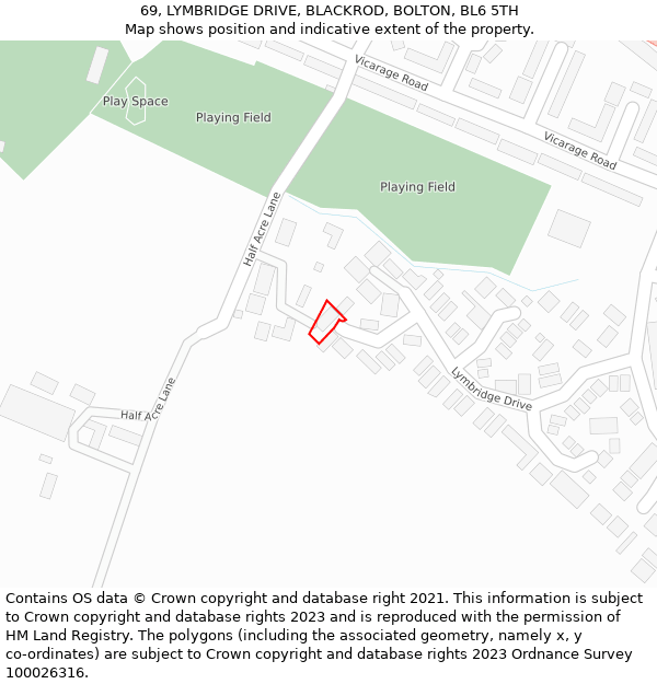 69, LYMBRIDGE DRIVE, BLACKROD, BOLTON, BL6 5TH: Location map and indicative extent of plot